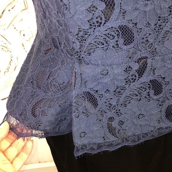 Kate Young For Target Spaghetti Strap Navy Lace Peplum Bodice Dress Size 8 - Picture 9 of 14